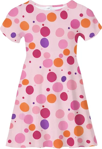 Miniatura 27 de Vestidos para niñas con estampado lindo, de manga corta, vestidos casuales de verano para niñas de 4 a 10 años