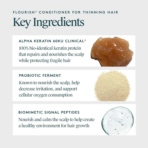 Miniatura 4 de VIRTUE Acondicionador Flourish para cabello fino o adelgazante, producto de crecimiento del cabello sin sulfato, desenreda y espesa, seguro