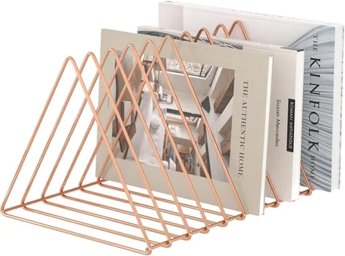Miniatura 11 de Urban Deco Organizador de escritorio triangular, soporte para revistero de alambre de metal, 10 secciones, organizador de carpetas de archivos