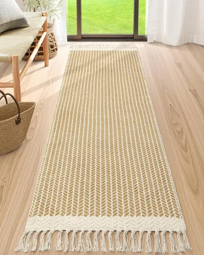 Miniatura 36 de Lahome Alfombras de baño bohemias, alfombra pequeña de 2 x 3 pies, alfombra ligera para entrada, alfombra de algodón tejida con borlas, alfombra