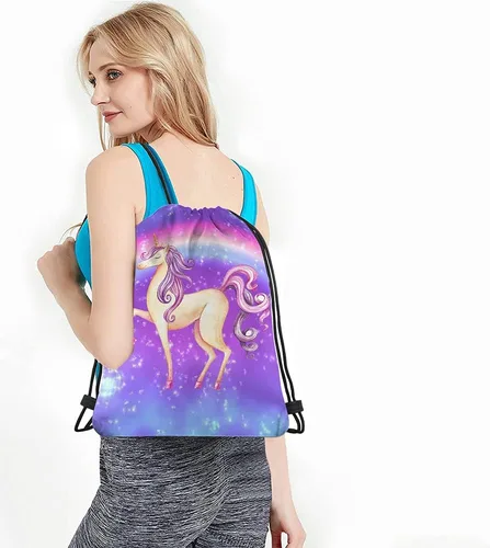Miniatura 4 de Beabes Acuarela Unicornio Cordón Bolsas Mochila Gimnasio Saco, Multi-a66, Mochilas de viaje