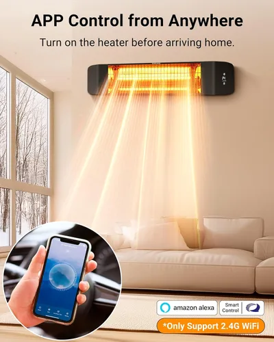 Miniatura 2 de Pasapair - Calentador eléctrico de patio - Calentador inteligente infrarrojo para interiores con temporizador de 24H y control por APP - Calentador