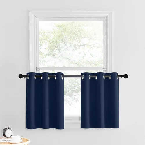 Miniatura 202 de NICETOWN Cortinas opacas de cocina para ventana sobre el fregadero, aislamiento térmico, decoración del hogar, pequeños niveles opacos con ojales