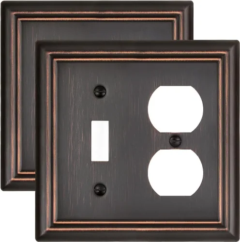 Miniatura 29 de Cubiertas de Enchufe Decorador Doble, Placas de Pared de Bronce Envejecido para Interruptor de Regulador, Enchufe GFCI y Receptáculo, Placas