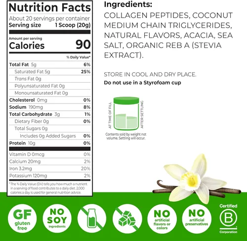 Miniatura 2 de Orgain Keto - Proteína de colágeno en polvo, vainilla, 0.35 onzas de péptidos de colágeno hidrolizados alimentados con pasto para mujeres y hombres