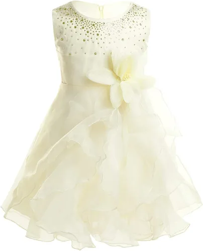 FEESHOW Baby Girls Rhinestone Organza Flower Christening Baptism Party Dress