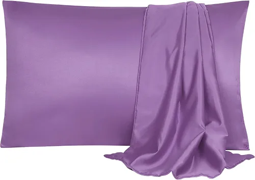 Miniatura 21 de uxcell Paquete de 2 fundas de almohada de satén de seda para cabello y piel, frescas, sedosas, suaves y transpirables, tamaño estándar de 20 x 26