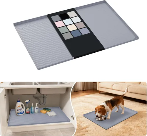 Miniatura 24 de URMONA Tapete de silicona impermeable para debajo del fregadero, 34 x 22 pulgadas, forro para estante de cocina y baño, protector de gabinetes