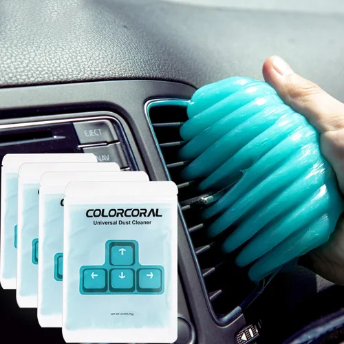 COLORCORAL Paquete de 4 geles de limpieza de automóvil, herramientas universales para detallar el interior del automóvil, masilla limpiadora de