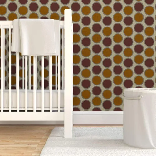 Miniatura 6 de Removable Wallpaper Swatch - Mod Circles Brown Dot Custom Pre-Pasted Wallpaper by Spoonflower