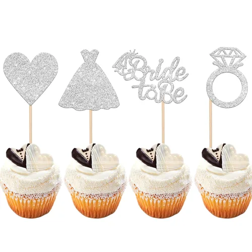 Miniatura 9 de 24 piezas de decoración para cupcakes con anillo de corazón, para despedida de soltera, bodas, compromisos, despedidas de soltera, suministros