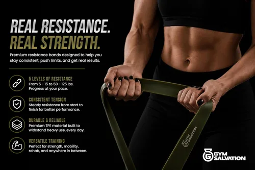 Miniatura 2 de Gym Salvation Resistance Bands Set, 5 Pull Up Assist & Strength Training Bands, Durable Powerlifting & Workout Loops with Carry Bag - Black and
