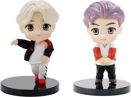 Miniatura 4 de 7 piezas de Cake Toppers con personajes de BTS, conjunto de figuras de acción, mini figuras de muñecas, suministros para fiesta de cumpleaños