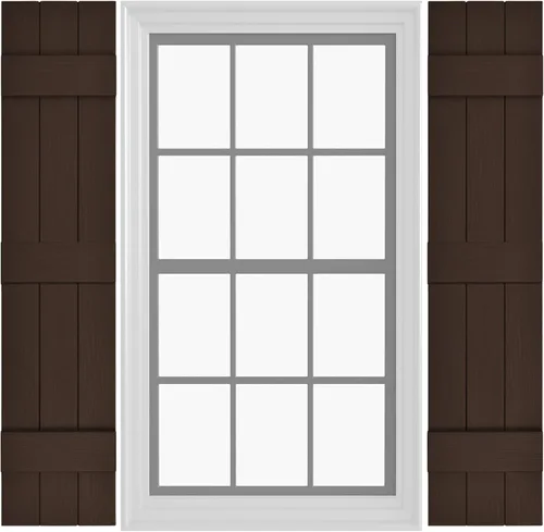 Miniatura 38 de Persianas de Vinilo Board & Batten (1 Par) 11"x31" (3-Tableros) - Negro Cosmos/Pintable Persianas Exteriores para Ventanas Incluye Herrajes