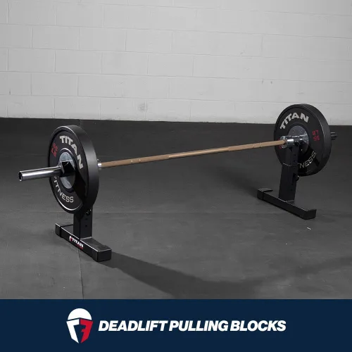 Miniatura 2 de Titan Fitness Bloques de tracción de peso muerto ajustables, barra olímpica, capacidad de 1,300 libras, 4 ajustes de altura para levantamiento