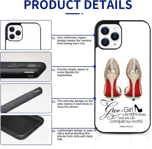 Miniatura 2 de Fundas de teléfono para niñas para iPhone 17 16 15 14 13 12 11 Pro Max Plus Air Mini, "Give a Girl the Right Shoes and She Can Conquer the World