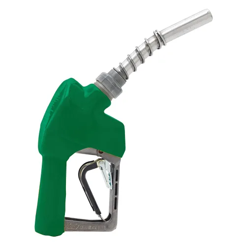 Husky 159503-03 Boquilla diésel ligera activada por presión XS con clip abierto de tres muescas y protector de agarre completo, verde