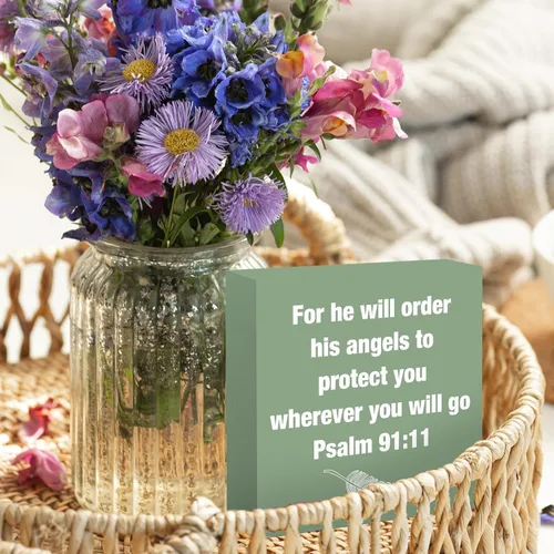 Miniatura 5 de Accesorios de escritorio de oficina verde salvia, letrero de decoración cristiana, regalos religiosos para mujeres, versículos bíblicos, regalo