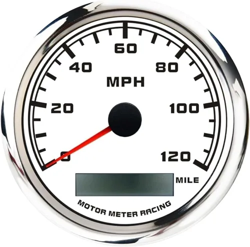 Miniatura 16 de MOTOR METER RACING Serie Pro W 85mm 3-3/8" Velocímetro GPS digital Odómetro 193 km/h Esfera negra LED blanco Impermeable para coche, camión, barco