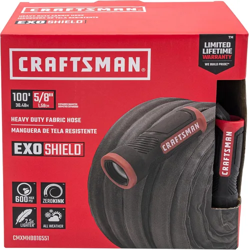 Miniatura 11 de CRAFTSMAN ExoShield Manguera de tela resistente – Manguera de jardín ligera de grado industrial, 50 pies x 5/8 pulgadas