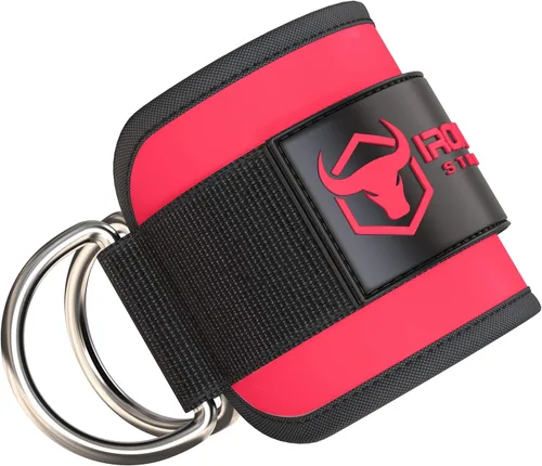 Miniatura 3 de Correa de tobillo para mujeres para máquinas de cable y bandas de resistencia: accesorio de puño de entrenamiento para gimnasio y hogar para Rojo