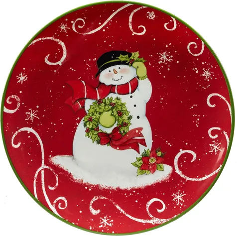 Miniatura 3 de Certified International Holiday Magic Snowman - Juego de 4 platos de postre/ensalada de 9 pulgadas