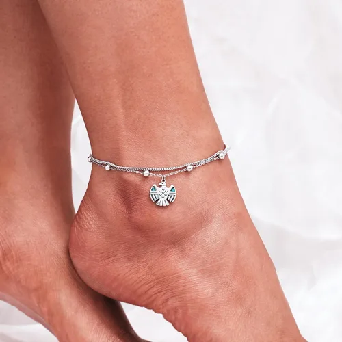 Miniatura 19 de CHIC & ARTSY Tobilleras de plata de ley S925 para mujer, pulsera de tobillo ajustable multicapa para playa, joyería de verano para mujer, de 10 a 11