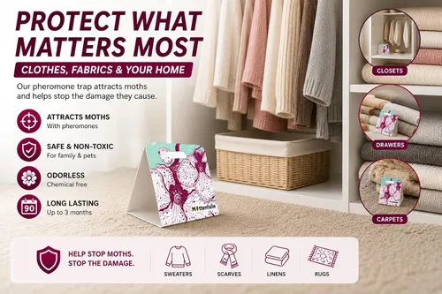 Miniatura 6 de Mottenfalle Clothes Moth Traps paquete de 6 - Trampas para polillas Prime seguras no tóxicas ecológicas con feromonas herramienta adhesiva pegajosa