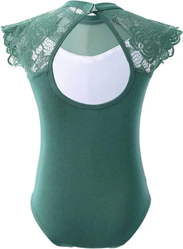 Miniatura 2 de JEATHA Leotardos de ballet para niñas, camisetas de baile, bailarina, encaje floral, con botones, entrepierna