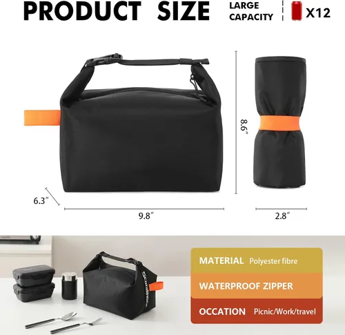 Miniatura 2 de Bolsa de almuerzo para mujeres y hombres, fresca, mantiene la comida fresca, caja de almuerzo, pequeña bolsa enfriadora a prueba de fugas