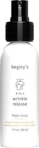 Begley's Removedor de Arrugas 3 en 1, Solución Rápida para Arrugas, Removedor de Electricidad Estática, Eliminador de Olores y Spray Refrescante de