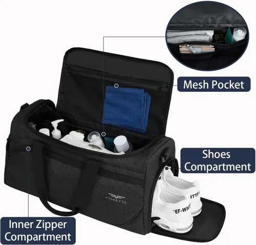 Miniatura 2 de FIORETTO 50L Mens Sports Gym Bag with Wet Pocket & Shoe Compartment,Travel Duffle Bag Overnight Bag with Padded Shoulder Strap, Water-Resistant