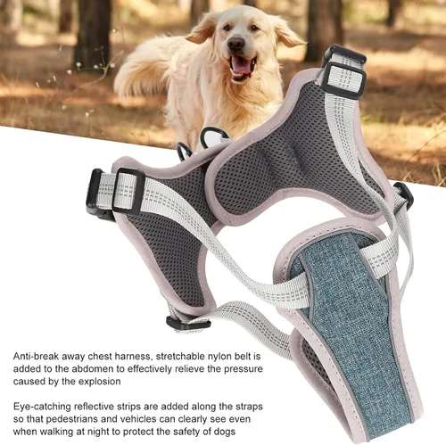 Miniatura 3 de Dog Vest Harness, Adjustable Reflective No Pull Chest Harness for Large Medium Dogs, Polyester Nylon Outdoor Walking Safety Strap (S)