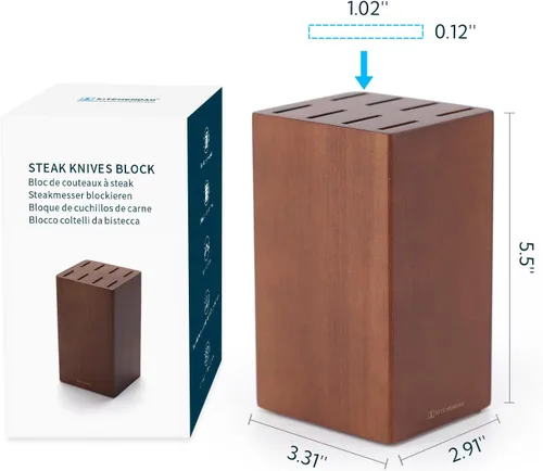 Miniatura 6 de Soporte para cuchillos de carne de 5.5 pulgadas sin cuchillos con 8 ranuras, solo bloque de almacenamiento de cuchillos de carne, organizador