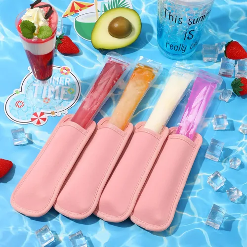 Miniatura 4 de JANYUN Fundas para paletas de hielo, paquete de 24 soportes para paletas de sublimación, reutilizables, para congelador, bolsas de neopreno para Rosa