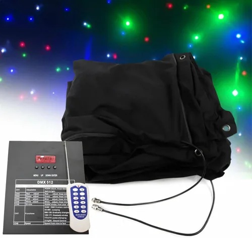 Miniatura 16 de Cortina de telón de fondo LED de 13 x 13 pies, cortina LED blanca + azul para escenario, cortina de tela de cielo estrellado DMX512 para eventos