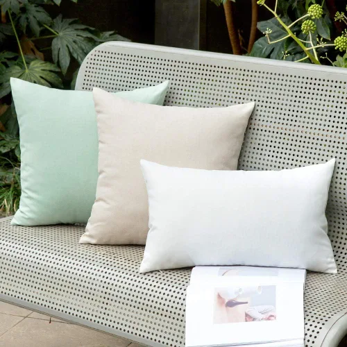 Miniatura 5 de MIULEE Paquete de 2 fundas de almohada decorativas para exteriores, impermeables, sólidas, de lino sintético, para jardín, granja, patio, tienda