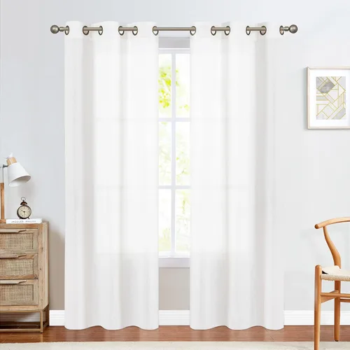Miniatura 43 de jinchan Cortinas de 108 pulgadas Mezcla de Lino de Lino Semi Transparentes Filtrado de Luz y Resplandor Cortinas Extra Largas para Sala de Estar