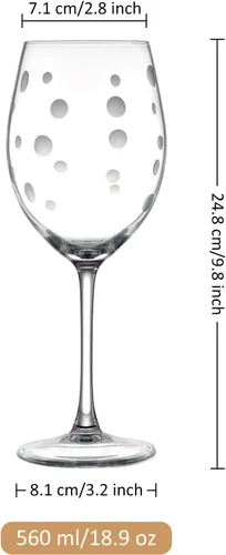 Miniatura 7 de Joeyan Copas de vino tinto y blanco sopladas a mano, copas de tallo con patrón de rayas y puntos, juego de cristalería de tallo largo tallado Copas