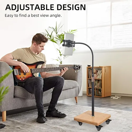 Miniatura 5 de wishacc Soporte de Piso para Tableta para Cama - Soporte de Tableta con Cuello de Cisne con Altura Ajustable y 4 Ruedas, Compatible con iPad mini
