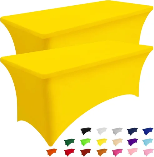 Miniatura 20 de Smiry Paquete de 2 manteles de elastano de 6 pies, fundas de mesa elásticas ajustables extensibles, lavables y sin arrugas, rectangulares para mesa