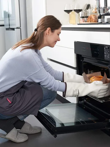 Miniatura 3 de LANON - Guantes de horno de silicona líquida resistentes al calor de 15 pulgadas, grado alimenticio, forro CoralAir, impermeables, extra largos