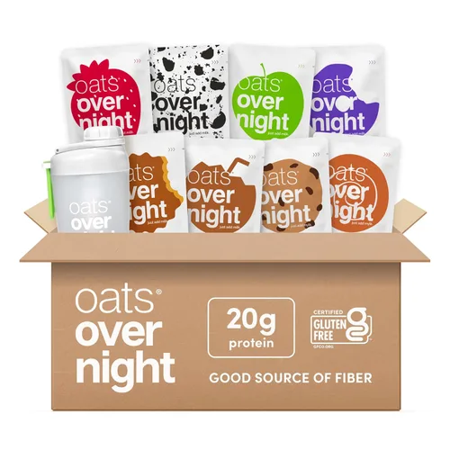 Miniatura 10 de Oats Overnight Paquete de variedad para fiesta - Batido proteico de desayuno alto en proteínas y fibra - Harina de avena sin gluten, avena sin OGM