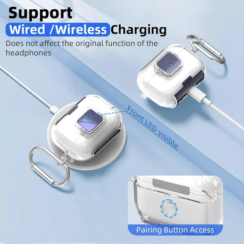 Miniatura 6 de Funda de bloqueo seguro para AirPods Pro 2 con soporte para teléfono, funda protectora de TPU suave y transparente a prueba de golpes para Airpods