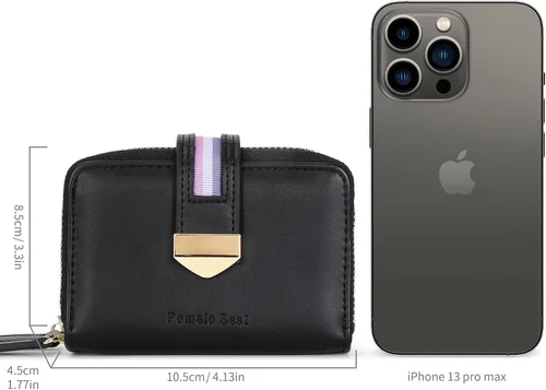 Miniatura 6 de Cartera de tarjetas para mujer con protección RFID de hasta 24 ranuras para tarjetas Negro Cartera RFID