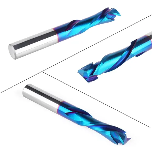 Miniatura 7 de EANOSIC Brocas de fresadora en espiral de compresión ascendente y descendente de 1/2 pulgada de diámetro de corte con revestimiento nano azul