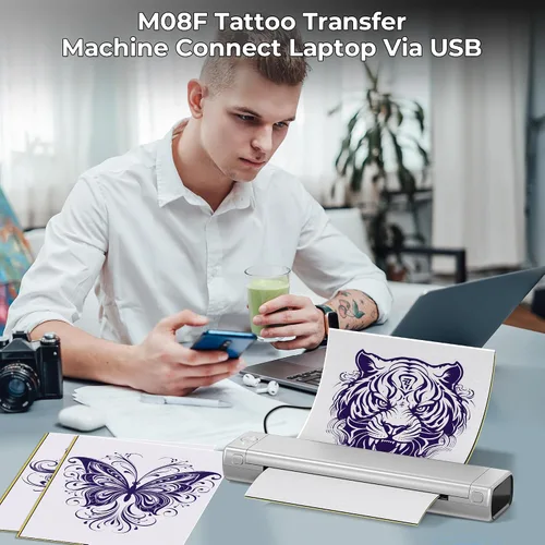 Miniatura 3 de Impresora térmica de plantillas de tatuajes, máquina de impresión térmica de transferencia de tatuajes, impresora portátil sin tinta Bluetooth
