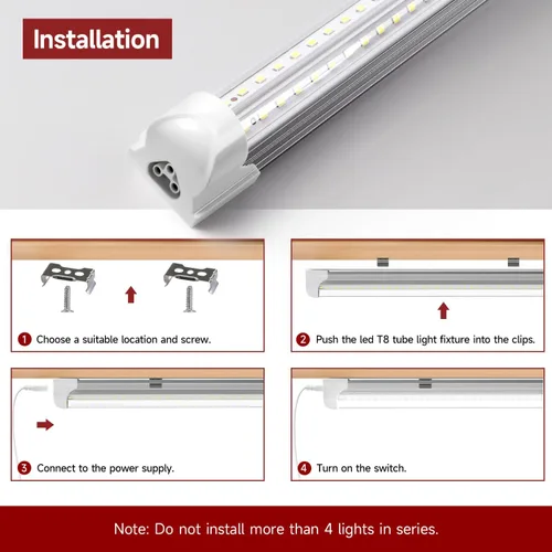 Miniatura 5 de Lámpara LED de tienda de 3 pies, tubo T8 en forma de V, 30 W, 4680 lm, 6000 K, lámpara LED enlazable para tienda, tubo de luz de 3 pies, eléctrica