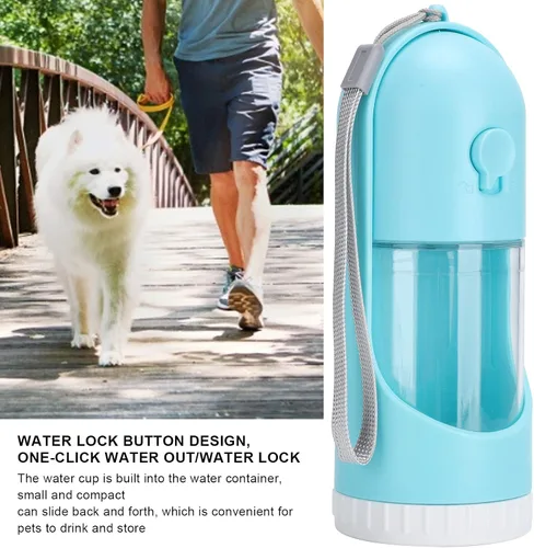 Miniatura 7 de Botella de bebida plegable para mascotas, dispensador de agua portátil para perros y gatos, taza de viaje telescópica con botón de bloqueo de agua