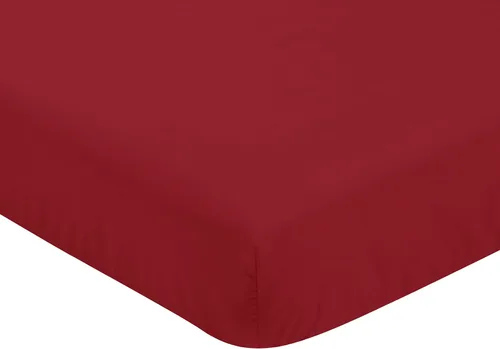 Miniatura 3 de Sweet Jojo Designs Sábana bajera ajustable para cuna para bebé o niño pequeño, color rojo sólido para colección deportiva de parche de béisbol